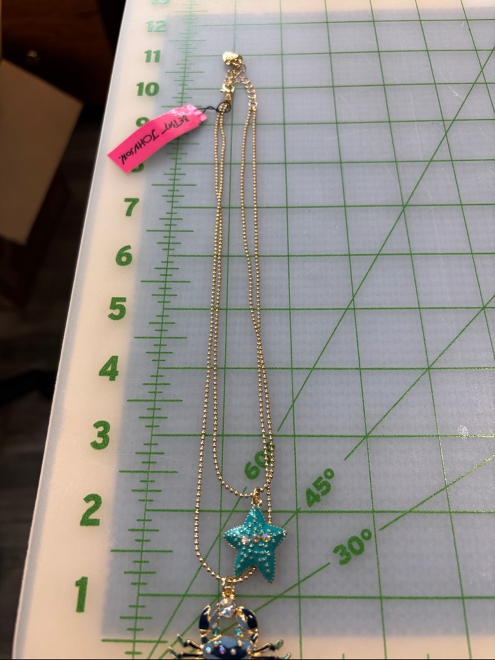 Gold Chain Necklace with Turquoise Star & Blue Crab Pendant - Picture 4 of 6